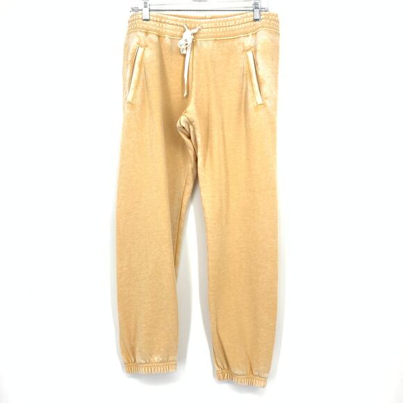 Allen Allen Sweatpants Womens Size Large Burnout Look Light Orange Tan Dye Wash - Picture 1 of 5